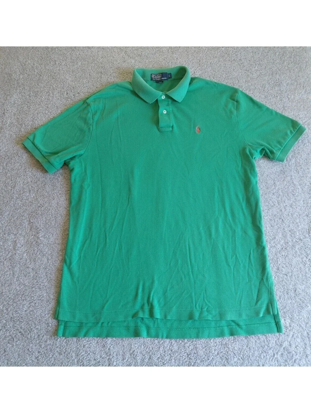 Polo Ralph Lauren Green Polo Shirt Large Short Sleeve Logo Button Mens